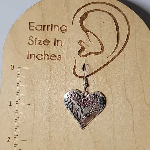 Nature's Beauty Heart and Tree Drop Earrings - Picture 3 of 6
